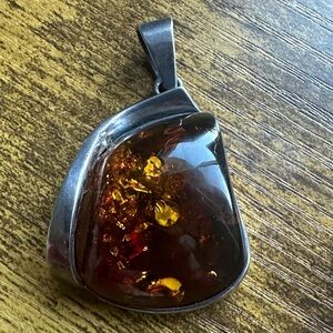 Amber and Silver Pendant